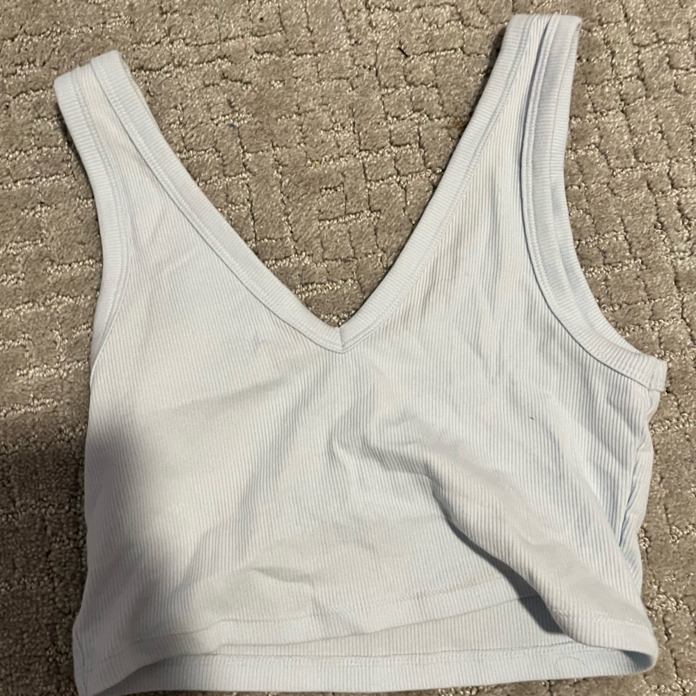 Light Blue Crop Top V Neck